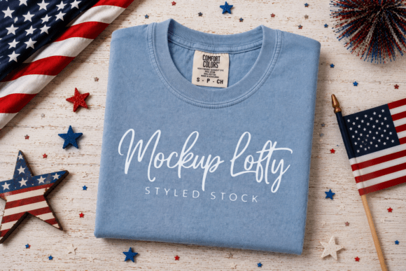 Download C1717 4th of July Folded Flat Lay Mockup - Mockup Collection