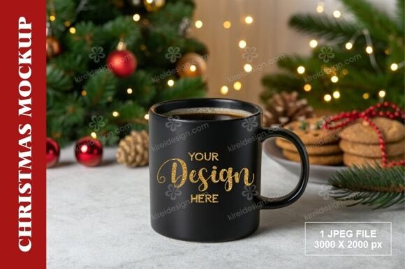 Download Black Christmas Mug Mockup - Mockup Collection