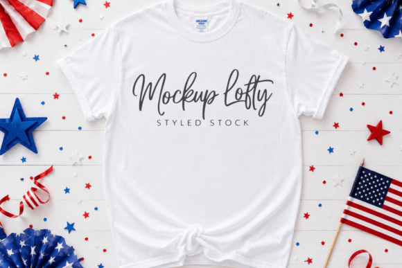 Download 4th of July Gildan 5000 Flat Lay Mockup - Mockup Collection