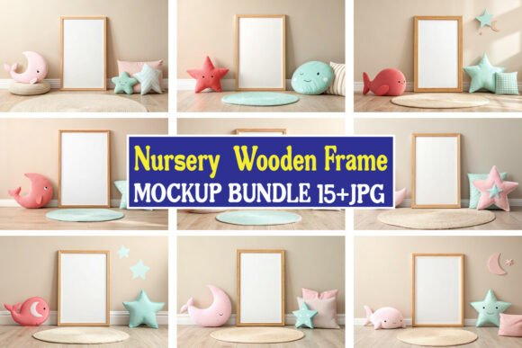 Download Nursery Wooden Frame Mockup Bundle 02 - Mockup Collection